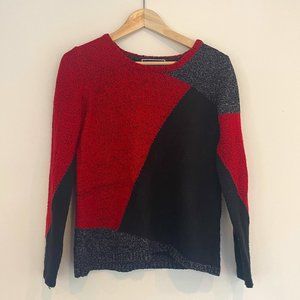 Karen Scott Red & Black Geometric Sweater